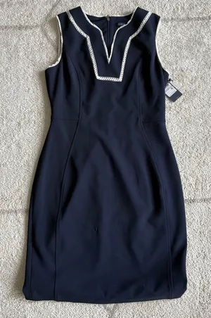 NWT Tommy Hilfiger Navy Sheath Dress Nautical Trim Workwear Cocktail Dress sz 6 thumbnail 1