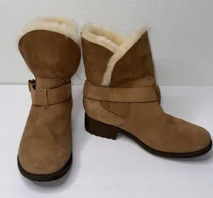 UGG BODIE Boots Suede Chestnut Women Size 9 Fold Over Warm Cozy Waterproof Girls thumbnail 1