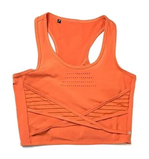 GymShark Athletic Orange Sleeveless Moisture Wicking Top Cropped Top sz S/M‎ thumbnail 1