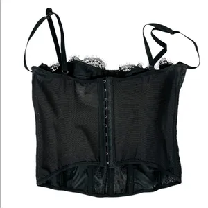 Dealmore Corset Top Sz Small Black Lace Mesh Crop Top thumbnail 5