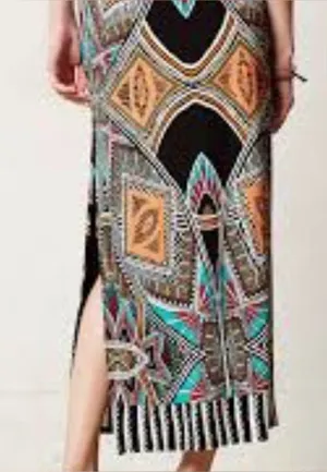 Maeve Anthropologie Moorea Geometric Aztec Column Maxi Skirt Large Boho thumbnail 1