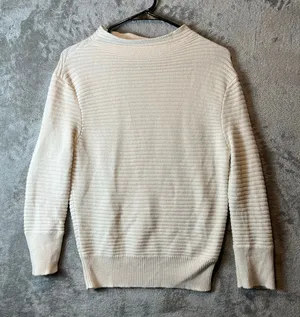 AG Adriano‎ Goldschmied Ribbed Sweater Cotton Cashmere Blend Size Small Cream thumbnail 1