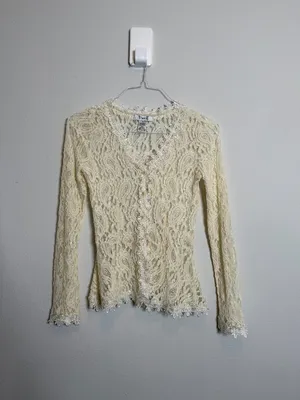 Cream Lace long sleeve Bohemian Chic Shirt thumbnail 2