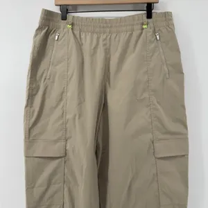 Athleta Cascade High Rise‎ Cargo Poplin Pant Oak Beige Women XL Pockets Y2K thumbnail 2