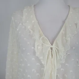 By ANTHROPOLOGIE Long-Sleeve Clip Dot Sheer Textured Blouse Women's Size Medium thumbnail 8