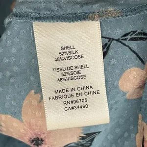 Rebecca Taylor Daniella Floral Blouse Dot Pattern Blue V-Neck Top Tie Cuff Women thumbnail 11