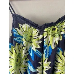 Aerie Gauzy Cotton Floral Tassel Swim Cover‎ Dress Size S Blue Green Boho Beach thumbnail 3