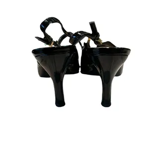 Franco Sarto Womens 9.5M Black Peep Toe Stiletto High Heels Faux Leather Shoes‎ thumbnail 4