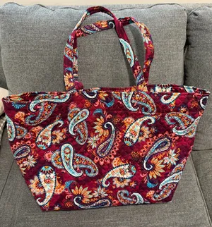 Vera Bradley Burgundy Paisley Quilted Big Tote thumbnail 1
