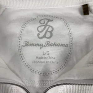 Tommy Bahama Sweater Womens Large White Stripe 1/4 Zip Mock Neck Knit‎ Pullover thumbnail 7