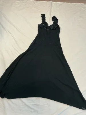 Victoria's Secret Black Lace High-Low burnout sheer slip dress nightgown . thumbnail 4