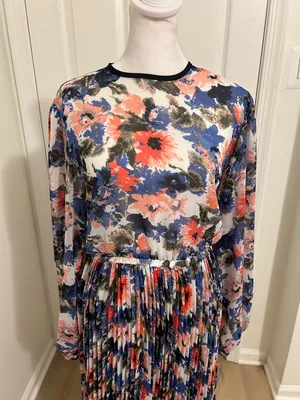 Misa Los Angeles Juliana Pleated Midi Dress In Tie Dye Floral New Size XS thumbnail 8