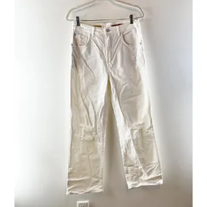 Pilcro Anthropologie Joey Straight Leg High Rise Jeans Distressed White 28 thumbnail 3