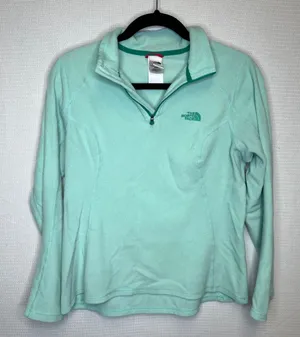 The North Face Womens TKA 100 Glacier Quarter Zip Fleece Mint Green Medium thumbnail 1