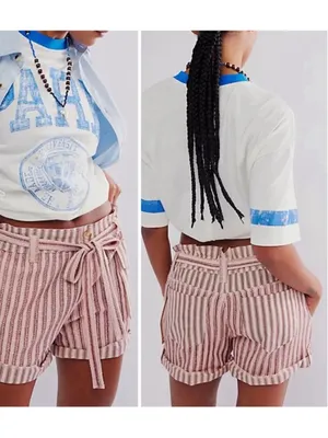 FREE PEOPLE Fp One Harriet Striped Shorts in Mauve thumbnail 2