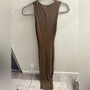Skims Ribbed Soft Lounge Maxi Dress Size S Bodycon Brown Vacation Spring Summer thumbnail 4