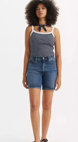 Levi's Women's 24 Premium Ribcage Bermuda Denim Shorts Size 24 Medium Wash thumbnail 3
