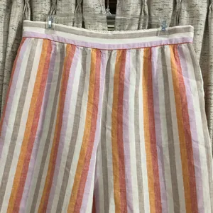 Lou & Grey for Loft Striped Linen Wide Leg Crop Pants thumbnail 2