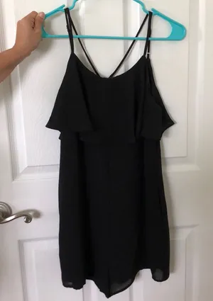 Blush Black Romper with cute back thumbnail 1