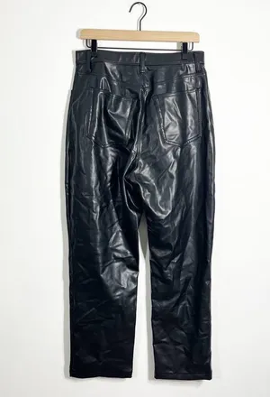 Abercrombie SHORT 90’s Straight Ultra High Rise Vegan Leather Black Pants 12 thumbnail 8