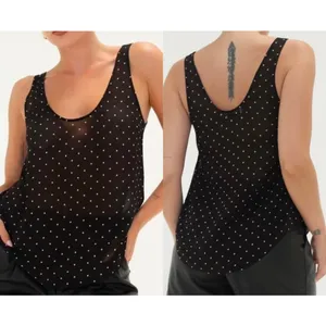 Rumored‎ Old Fashion Classic Dot Tank Top SMALL Black Curved Shirttail NEW Indie thumbnail 2