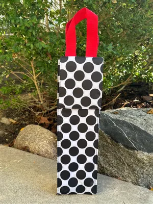 Thirty-One Black Polka Dot insulated wine carrier thumbnail 3
