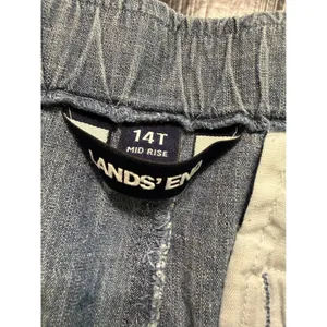 Lands End Womens 14T Mid Rise Blue Chambray Pull On Straight‎ Leg Pants thumbnail 4