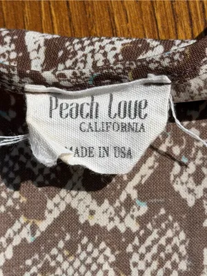 Peach Love California Snake Print Babydoll Dress Brown Cream USA Made L thumbnail 4