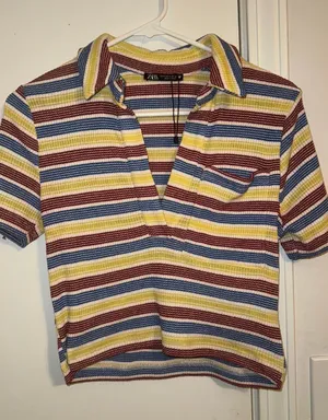 ZARA Striped Crop Top thumbnail 1