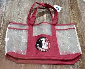 FSU Florida State Seminoles Vintage Old School Logo Garnet/Clear Mesh Tote Bag thumbnail 1