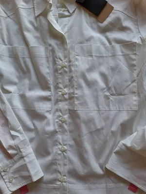 NWT Halogen Nordstrom M White Shirt Pink Satin D-Ring Utility Straps Oversized thumbnail 4