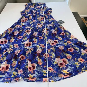 Lulus In My Dreams Blue Floral Sleeveless Chiffon Midi Dress LARGE Wedding thumbnail 9