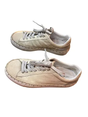 Free People wms cream white leather low top fashion sneakers sz 7 SKU 10-326 thumbnail 4