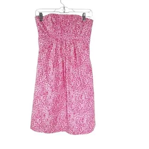 Vintage 90’s Lilly Pulitzer White Label Cotton Strapless Snorklin’ Dress Pink 2 thumbnail 7