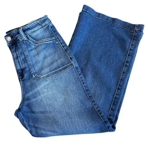 KanCan Wide Leg Jeans Size 27 Dark Wash High Rise Cropped Stretch Sailor thumbnail 7