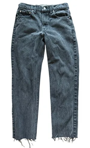 Levi's Vintage Washed Black Silver Tab Cut Off Raw Hem Straight Leg Jeans 28/27 thumbnail 1