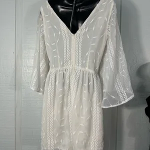 Sugar+Lips Off White Boho Lace Overlay Dress No Size EUC thumbnail 5