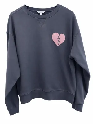 Wildfox "I Wish It Was Saturday" Broken Heart Sweatshirt Charcoal Gray Size L thumbnail 11