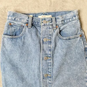 Levis Mom Skirt Light Acid Wash Blue Denim Button Fly Size 24 Jean Retro BOHO‎ thumbnail 7