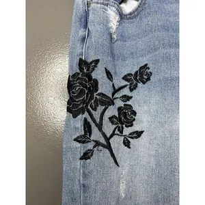 PacSun Mom Jeans Womens 29 Light Wash Hi Rise Embroidered Floral Denim thumbnail 4