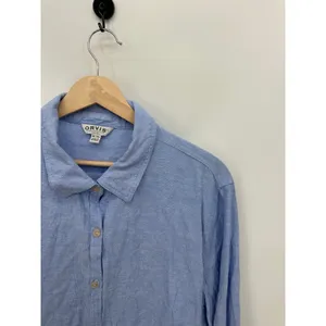 Orvis Women’s XL Blue Linen Rayon‎ Long Sleeve Shirt Boho Coastal Blouse thumbnail 4