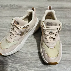 UGG LA Hills Women Beige Pink Suede Mesh Platform‎ Sneakers Size 6 Metallic thumbnail 4