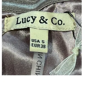 Lucy & Co Faux Leather Mini Dress Womens S Tan Rosette‎ 3D Floral Cocktail NWT thumbnail 6