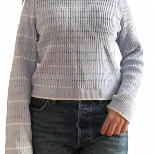 H&M Baby Blue White Knit Cotton Blend Striped Sweater Nautical Preppy Cute Sz Small thumbnail 3
