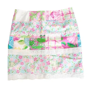 Vintage 90s Lilly Pulitzer Patchwork Lace Skirt Sz 2 thumbnail 1