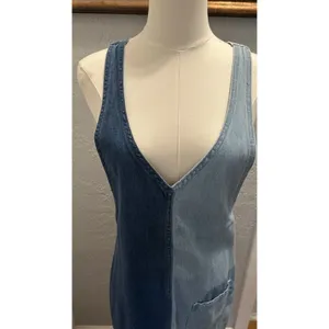 Divided H&M Denim Bib Overall Jumper Dress Women's 6 O-ring Racerback Trendy thumbnail 2