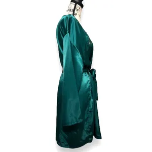 Victorias Secret Vintage Emerald Satin Lace Kimono‎ Robe Gold Label Old Money thumbnail 7
