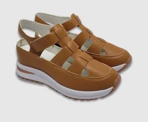 Women's Hollow Cut Out Fisherman Wedge Platform Sandals Brown, Size 40 thumbnail 1