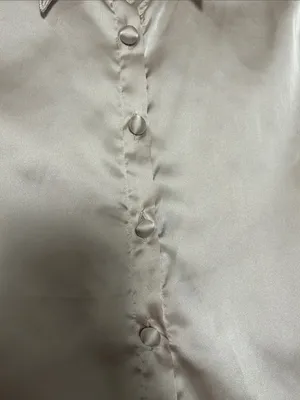 Amazon Women's Satin Button-Up Blouse in Champagne thumbnail 3