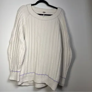 Free People Venus tunic Cream Cowl Neck Sweater size M oversized‎ cozy thumbnail 5